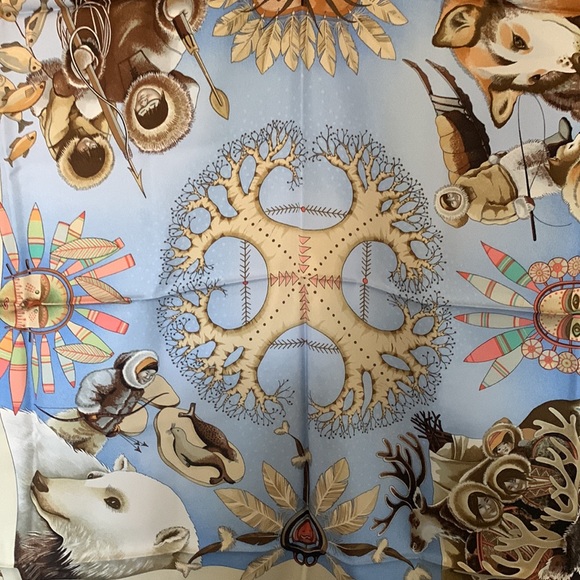 Authentic Hermes La Vie du Grand Nord silk scarf - Picture 4 of 14